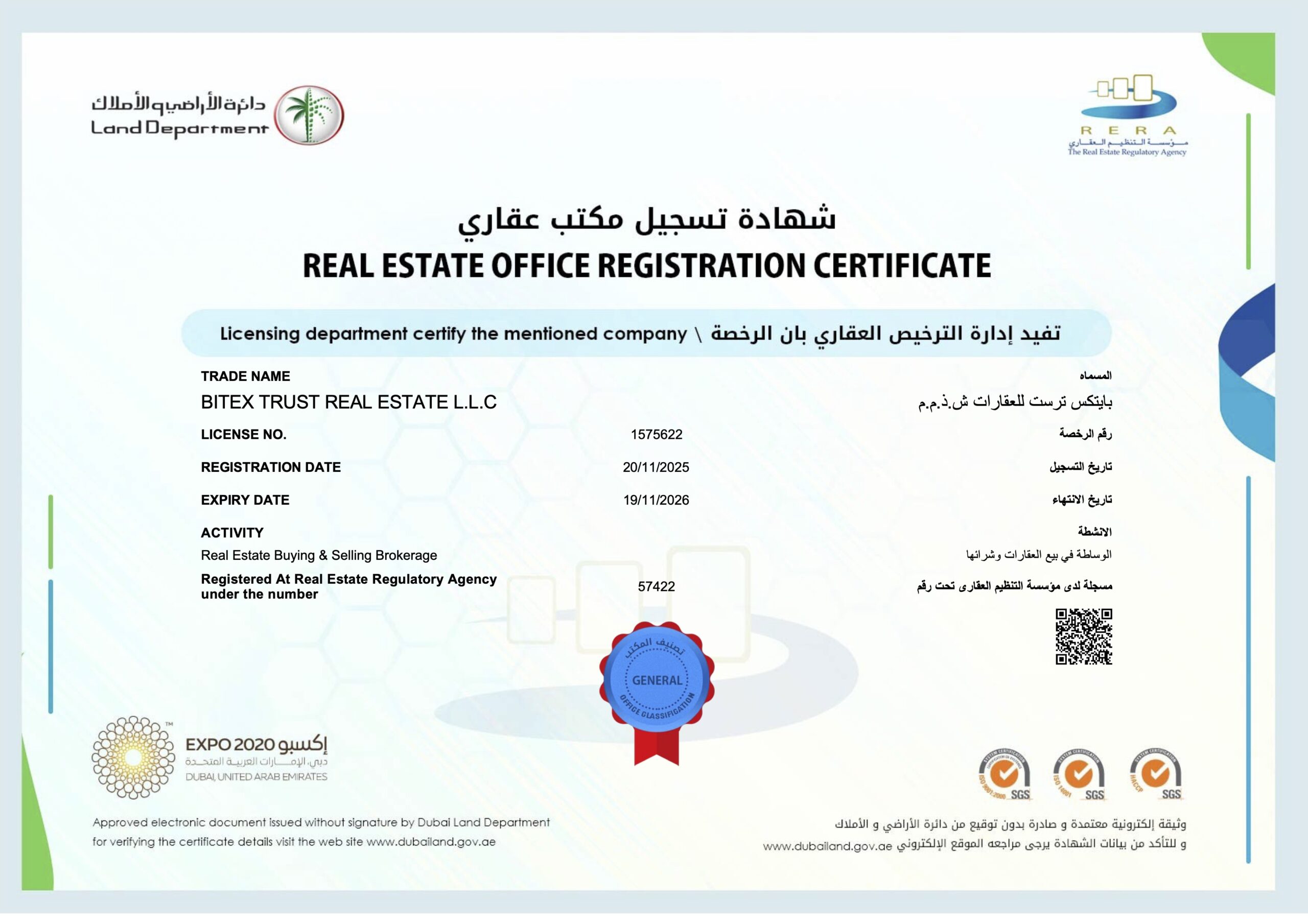 BITEX TRUST REAL ESTATE L.L.C-RERA