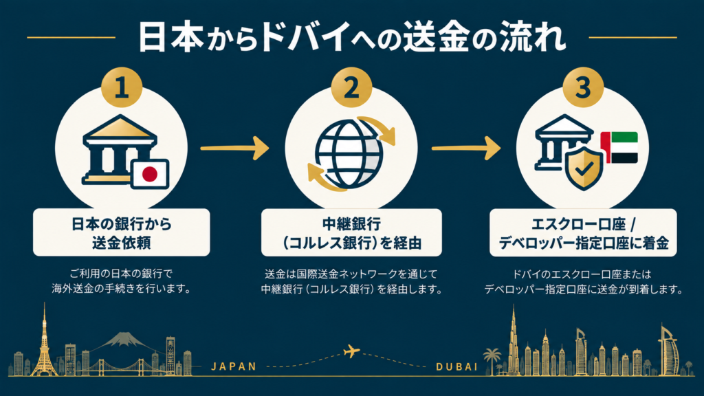 日本からドバイへの送金の流れ