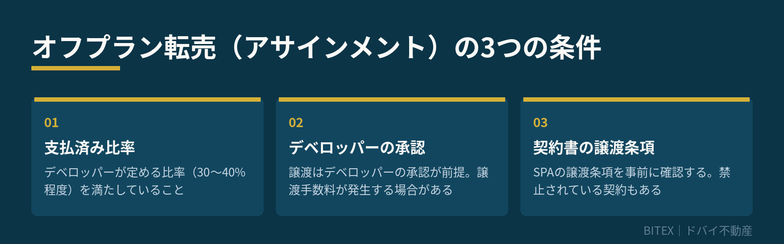 オフプラン転売（アサインメント）の3つの条件